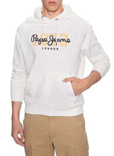 Pepe Jeans Herren Meier Hoodie Hooded Sweatshirt, White (Off White), M von Pepe Jeans