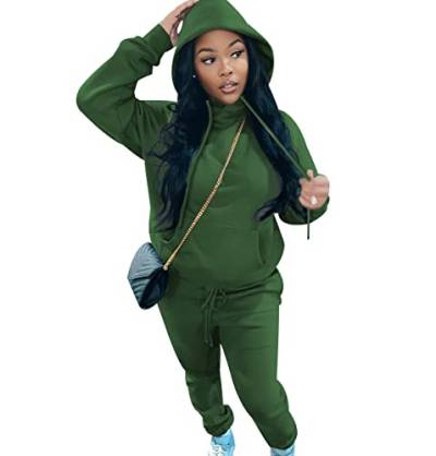 2Pac Damen Jogginganzug Trainingsanzug Damen Freizeitanzug 2 Teiler Zweiteiler Loungewear Damen Set Tracksuit Women Hausanzug Damen Jogginganzüge Frauen Sport Trainingsanzüge Damen Große Größen Grün L von Peuignao