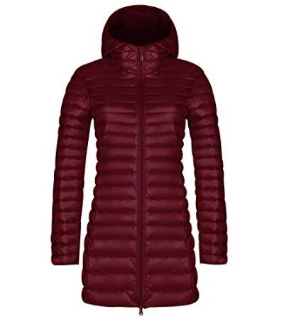 Leichte Daunenjacke Damen Lang Leichter Daunenmantel Damen Ultraleichte Daunenjacken Damen Packbar Lange Leicht Daunen Steppjacke mit Kapuze Lightweight Steppmantel Daunen Mantel Für Frauen Rot XL von Peuignao