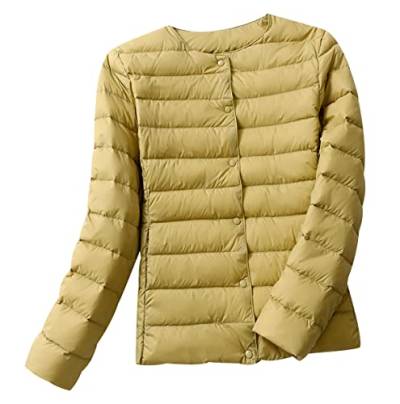 Leichte Daunenjacke Damen Steppjacke Damen Leicht Puffer Jacke Mantel Daunenmantel Leichter Steppmantel Damen Down Jacket Women Gesteppte Jacke Daunen Daunenjacke Ultraleicht Faltbar Damen Gelb von Peuignao