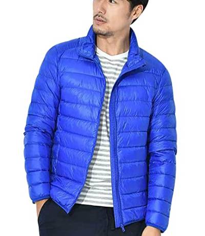 Leichte Daunenjacke Herren Daunen Steppjacke Herren mit Kapuze Leicht Puffer Jacke Männer Warme Stepp Winterjacke Daunenmantel Steppmantel Herren Down Jacket Light Men Mantel Wasserdicht Saphir L von Peuignao