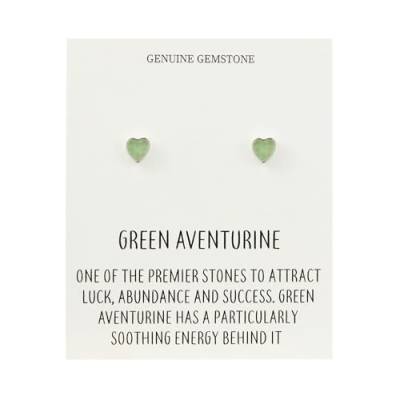 Grüne Aventurin-Herz-Ohrstecker mit Zitatkarte von Philip Jones