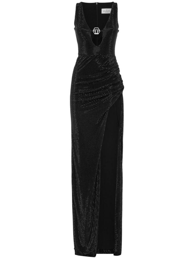 Philipp Plein Langes drapiertes Kleid mit Cut-Out - Schwarz von Philipp Plein