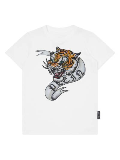 Philipp Plein T-Shirt mit kristallverziertem Tiger - Weiß von Philipp Plein