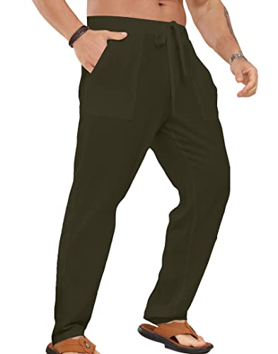 Plilima Leinenhosen Herren Lang Sommerhose Herren Leicht Loose Fit Freizeithose Yogahose Herren Urlaub Strandhose von Plilima