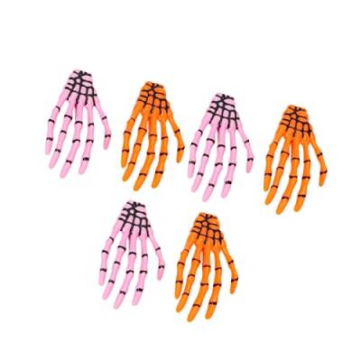 6 Stück Skelett Hände Knochen Haarspangen, Krallen Schädel Hand Haarspange Punk Rock Horror Haarspange für Frauen Mädchen Haarschmuck, Halloween Skelett Haarspangen von Pongnas