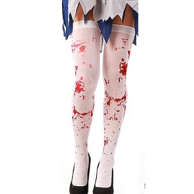 Blutige Strümpfe für Erwachsene, Realistische, Blutige, Fleckige Hohe Lange Overknee Socken für Halloween Cosplay Kostüme, Personalisierte Übereinstimmung mit Horror Ambiente von Pongnas