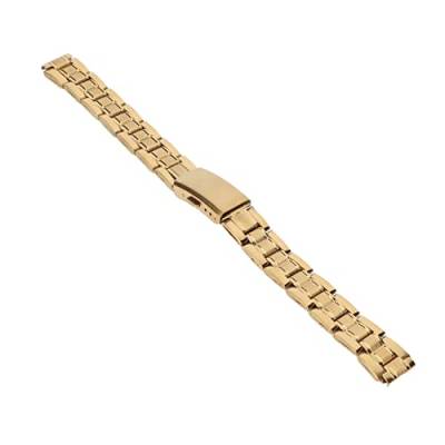Edelstahl-Uhrenarmband, Verstellbares Goldenes Metall-Schnellverschluss-Uhrenarmband, Luxuriöse Doppelverschluss-Schnalle, Sicherheit für Traditionelle Uhren für Damen (16mm) von Pongnas