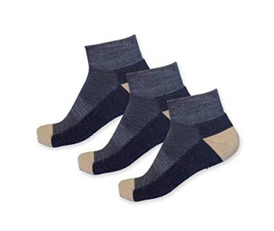 Posh Gear 3 Paar Alpaka Sneaker Socken Corto Damen Herren, grau, Größe 35-37 von Posh Gear