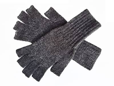 Posh Gear Alpaka Handschuhe Guantiless halbe Fingerhandschuhe Damen Herren aus 100% Alpakawolle, dunkel grau, Größe L von Posh Gear