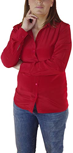 Posh Gear Damen Seidenbluse Collettoseta Bluse aus 100% Seide, dunkel rot, Größe L von Posh Gear