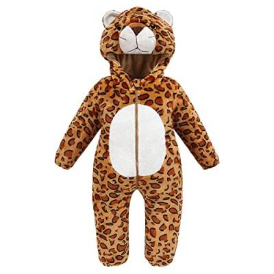 Niedliche Kleidung für Baby Jungen Mädchen Overall Kapuze Kleinkind Cartoon Strampler Halloween Tier Kostüm Weiche Gemütliche Warme Outfit Herbst Winter Pyjamas (Bear-Brown-White, 18-24 Monate) von Prevently