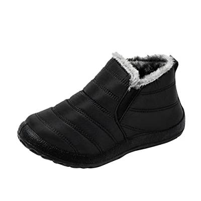 Prevently Damen Winterstiefel Leichte Bequeme Wasserdichte Rutschfeste Schneestiefel mit Warmem Fleece-Futter (Black, 7) von Prevently