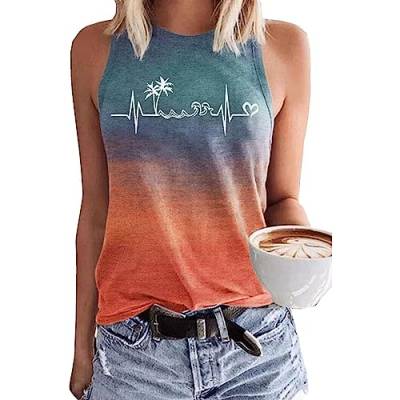 Weste Damen Sommer Ärmellose Shirt LäSsig Gradient Kokosnuss Oberteile Tank Top Rundhalsausschnitt von Prevently