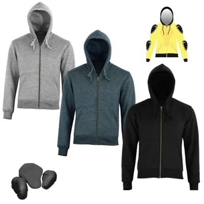 Profirst Global Motorrad-Hoodie aus Fleece-Aramid-Gewebe für Herren, CE-geprüfte, geschützte Motorradjacke, Schutzfutter, Biker-Hoodie (DE/NL/SE/PL, Alphanumerisch, 3XL, Regular, Regular, anthrazit) von Profirst Global