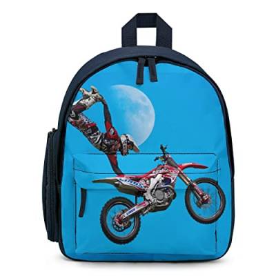 Vorschule Kinderrucksack Kindergarten Kleinkind Rucksack Kleine Leichte Schultasche für Mädchen Jungen Fliegender Motocross-Mond von Pt'amour