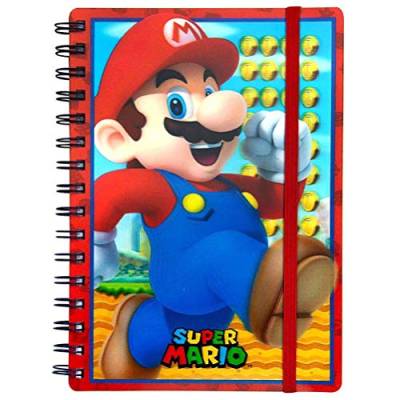Super Mario A5 Spiral-Notizbuch mit Lentikular-Einband und sicherem Verschluss -Offizielles Lizenzprodukt von Pyramid International