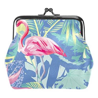 Flamingo Tropische Palme Schnalle Münzbörse Vintage Beutel Schnalle Clutch Bag Kiss-Lock Wechselgeldbörse Floral Verschluss Geldbörsen für Frauen Mädchen, Mehrfarbig 14, Einheitsgröße, von QQIAEJIA