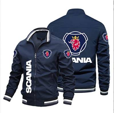 QWEIAS Unisex Frühling dünne Jacke – SCANIA Motorrad winddichte Oberbekleidung Mantel mit durchgehendem Reißverschluss Jugendgeschenk(Color:Blue,Size:2XL) von QWEIAS