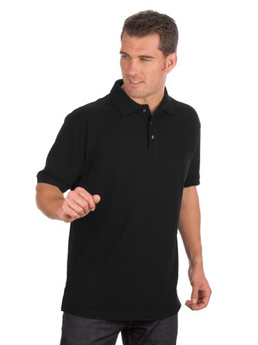 Qualityshirts Kurzarm Pique Polo Shirt, Gr. 5XL, schwarz von Qualityshirts