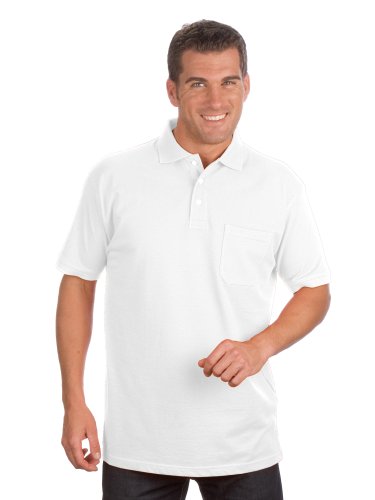Qualityshirts Kurzarm Poloshirt mit Brusttasche, Gr. 6XL, weiß von Qualityshirts