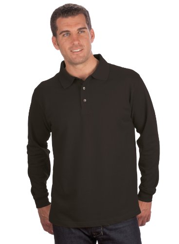 Qualityshirts Langarm Polo Shirt, Gr. S, schwarz von Qualityshirts