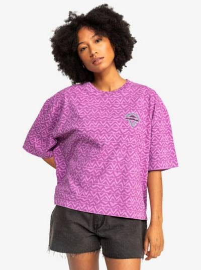 Quiksilver T-Shirt Quiksilver T-Shirt Boyfriend Crop Violet Heritage Geo von Quiksilver