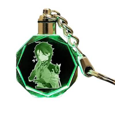 Quniao Anime Spiel Genshin Impact Schlüsselanhänger Spielcharakter Xiao Kristallglas Schlüsselanhänger Geschenk Genshin Anime Anhänger Dekoration (A-13) von Quniao