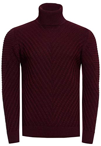 Rollkragenpullover Herren Stehkragen Pullover Rolli Hochkragen Strickpullover Rusty Neal Pulli Winter Kälte Schutz, Größe:3XL, Knitwear:Weinrot 380 von R-Neal