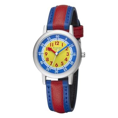 REGENT Kinderuhr Unisex in Silber-blau-gelb-rot Aluminium ⌀30mm F-1472 von REGENT