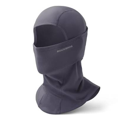 ROCKBROS Sturmhaube Herbst/Winter Thermo Balaclava für Outdoorsports Radfahren Skifahren Snowboard Reflektierend Winddicht Anti-Staub Atmungsaktiv Einheitsgröße für Damen Herren Zementgrau von ROCKBROS