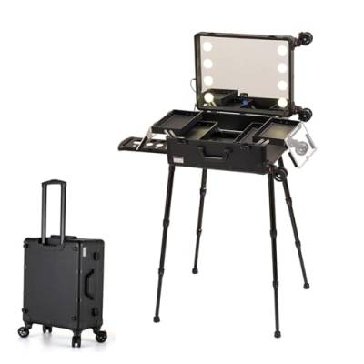 Kosmetik Trolley Rollkoffer Schminkkoffer mit 360° drehbaren, Schminkspiegel Kulturbeutel Organizer mit Kosmetikspiegel, Premium Kosmetiktasche, Make Up Tasche Cosmetic Case Trolley (Size : C(with sh von ROFBIHG