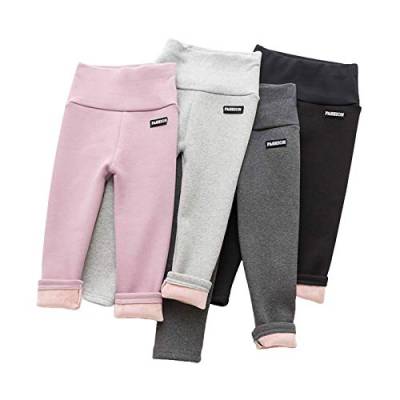 ROMIDA Mädchen Fleece Strumpfhose Mädchen Thermoleggings Gefütterte Thermo Leggings Dicke Baumwolle Gefüttert Leggings Winter Warme Fleece Kinder Gefüttert Hosen Warme Fleece Leggings, Rosa, 100 von ROMIDA