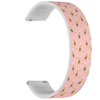 RYANUKA Solo Loop-Armband, kompatibel mit Amazfit GTR 2e/GTR 2/GTR 3 Pro/GTR 3/GTR 4 (Champagnerflaschen Gläser 3), Schnellverschluss, 22 mm, dehnbares Silikonband, Zubehör, Silikon, Kein Edelstein von RYANUKA