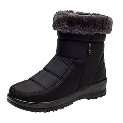 Damen Winterstiefel, Winter Warm Halten Gefüttert Rutschfeste Boots Stiefeletten Freizeit Hiver Snow Superfit Schuhe Stiefel Flach Warm Outdoor Stilvoll Handschuhe Damenschuhe von RYTEJFES