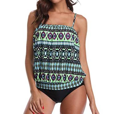 RYTEJFES Bikini Damen Sexy High Waist Bademode Badeanzug Sommer ärmelloses Neckholder Strandmode Bequem Weich Figurformend Tankini 2-Split von RYTEJFES