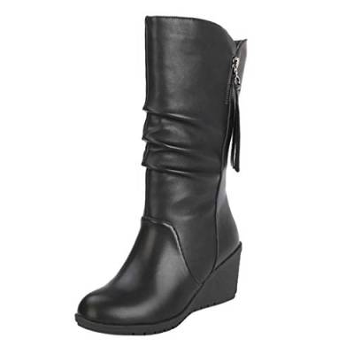 RYTEJFES Damen Halbschuhe, Leder Boots Damen Schwarz Braun 41 Beige Mädchen Stiefelette Winterstiefel Winterschuhe Flache Mode Schuhe Boots Hohe Wandern Sneaker Halblange Stiefel Winterboots $ von RYTEJFES