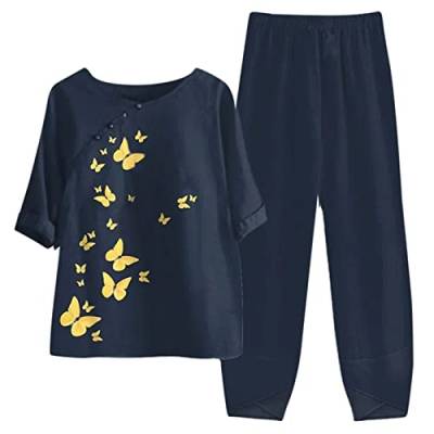 RYTEJFES Damen Zweiteiler Outfit Sommer Elegant Party Frühling Sexy Große Größen Tracksuit Loungewear Sommer Outfits Streetwear Freizeitanzug Anzug 2 Teiler Hosenanzug Hausanzug Festlich Rot von RYTEJFES