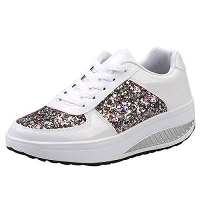 RYTEJFES Gold Damen Schuhe Sale Laufschuhe Damen Wedges Damen Sneaker Weiss Leder Damen-Walkingschuhe Sneaker Elegant Damen Schuhe Damen Sneakers # Plateau Sneaker Plateau Schuhe von RYTEJFES