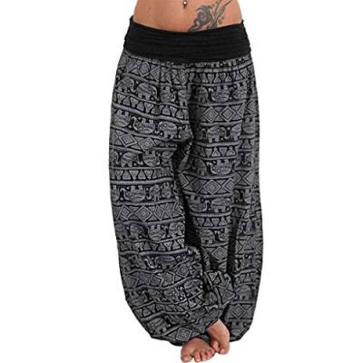 RYTEJFES Haremshose Frauen Lang Pluderhose Lang Hose Sommer Große Größe Sporthose Casual Locker Sommerhose Hohe Taille Pumphose Schlupfhose Weites Bein Strandhosen Freizeithosen für Yoga von RYTEJFES