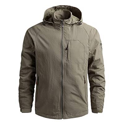 RYTEJFES Regenjacken für Herren Winddichter Jacke mit Kapuze Full Zip Windjacke Atmungsaktiv Leichte Softshelljacke Große Größen Wandern Regenmantel mit Zipper Hooded Wanderjacke Anorak von RYTEJFES