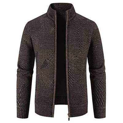 RYTEJFES Strickjacke Herren V-Ausschnitt Pullover ohne Kapuze Sweater Cardigan Feinstrick mit Taschen und Knopfleiste Winter Warm Wolle-gefüttert Wintermantel Winterjacken Übergangsjacke für Männer von RYTEJFES