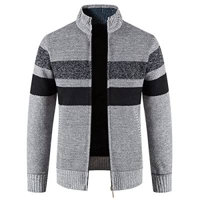 RYTEJFES Strickjacke Herren V-Ausschnitt Pullover ohne Kapuze Sweater Cardigan Feinstrick mit Taschen und Knopfleiste Winter Warm Wolle-gefüttert Wintermantel Winterjacken Übergangsjacke für Männer von RYTEJFES