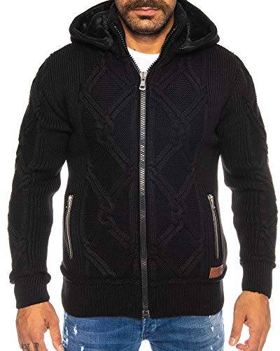 Raff & Taff Herren Jacke Strickjacke Strickpullover bis 3XL | Warm, Weich, Wolle | Wohlfühlen mit Style (Schwarz(76), XXL) von Raff&Taff