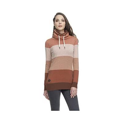 Ragwear Babett Stripes Damen Frauen Rollkragenpullover,Strickpullover,hochgeschlossen,enganliegend,figurbetont,weich,Braun,S von Ragwear