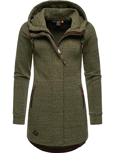 Ragwear Damen Leichter Sweat Übergangsmantel lang windabweisend mit Kapuze Letty Intl. Olive23 Gr. L von Ragwear