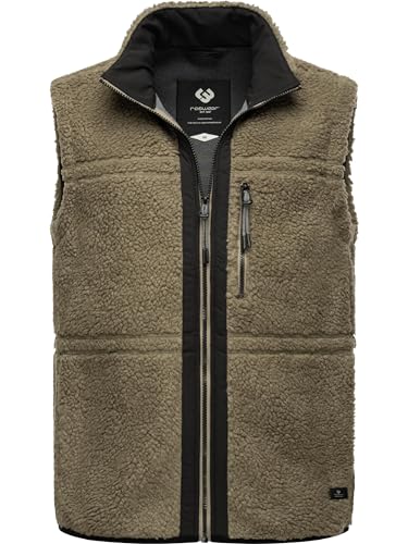 Ragwear Herren Fleecejacke Kurze Teddyfleece-Weste warm Noory Vest Mocca Gr. XL von Ragwear