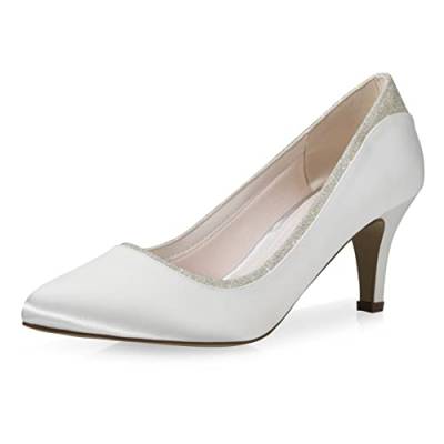 Rainbow Club Brautschuhe Jara - Damen, Pumps, Ivory/Creme, Satin, Glitzer, Bequem gepolstert, Trichterabsatz, Gr. 36 (UK 3) von Rainbow Club