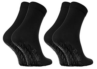 Rainbow Socks - Damen Herren Bunte Baumwolle Antirutsch Socken ABS - 2 Paar - Schwarz - Größen 42-43 von Rainbow Socks