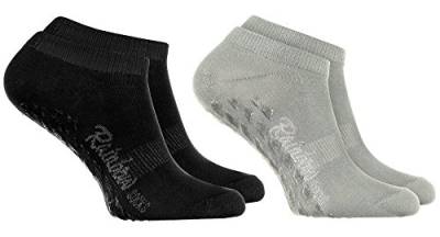 Rainbow Socks - Damen Herren Sneaker Antirutsch Socken ABS - 2 Paar Grau Schwarz - Größen 44-46 von Rainbow Socks